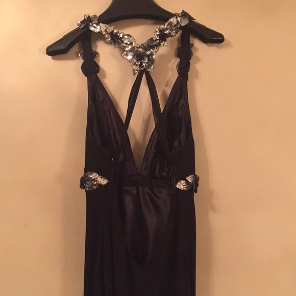 Faviana Couture Black Sequin Dress Size 12 - Picture 7 of 8